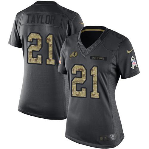 Nike Redskins #21 Sean Taylor Black Women's Stitched NFL Limited 2016 Salute to Service Jersey - Click Image to Close
